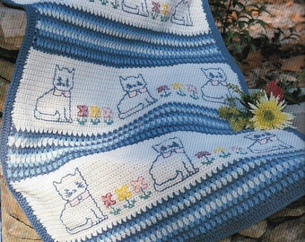 Kitty Katzendecke Häkelanleitung Katze und Blumen Decke Häkelanleitung PDF Instant Download
