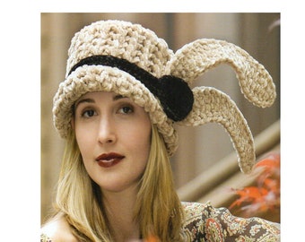 1970s Big Brim Hat Crochet Pattern  Funky Brim Hat Cap Crochet Pattern PDF Instant Download