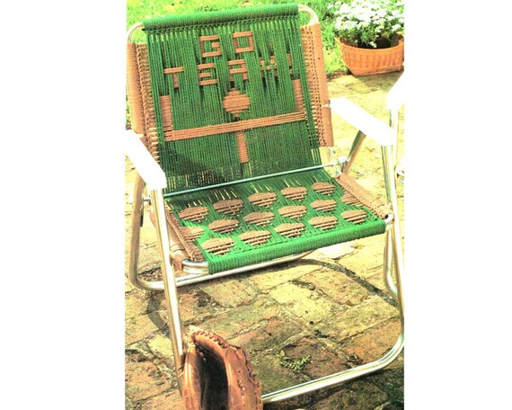 Soccer Macrame Lawn Chair Folding Chair Macrame Pattern 1970s Etsy