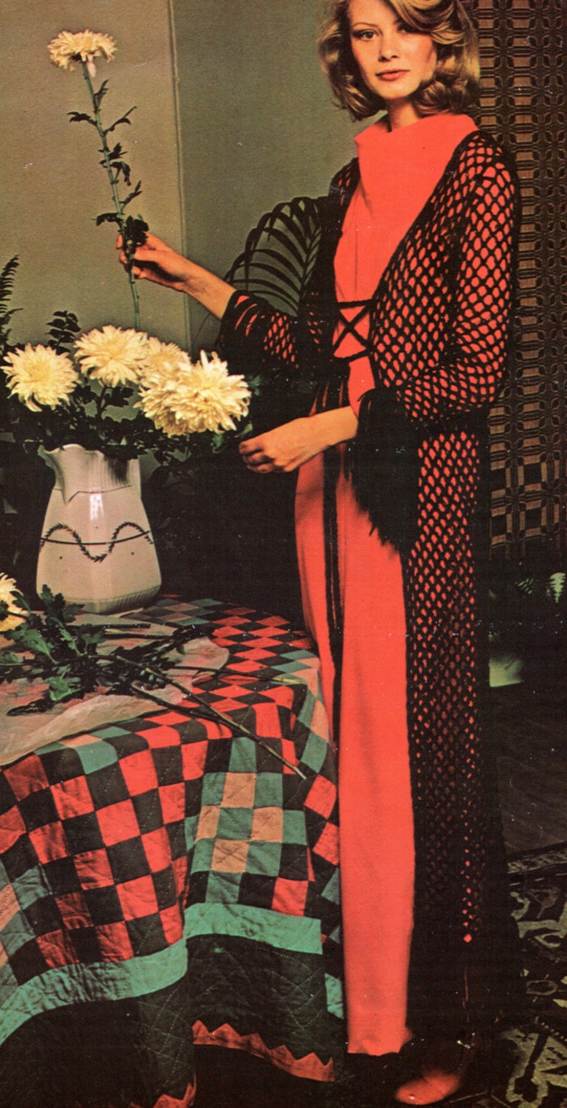 1970s Maxi Sweater Crochet Pattern 1960s Maxi Sweater Jacket Crochet Pattern PDF Instant Download