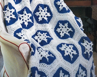 Fiocchi di neve schema afgano all'uncinetto schema afgano all'uncinetto di Natale PDF download immediato