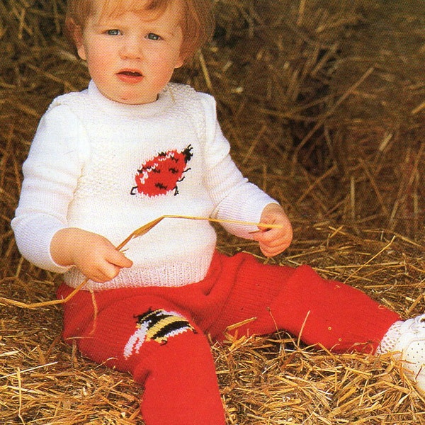 Bee Ladybug Pants And Sweater Knitting Patterns Ladybug Bee Outfit Set Knitting Pattern PDF Instant Download