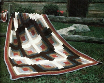 Blockhaus-Afghan-Häkelmuster, geometrisches Afghan-Häkelmuster, PDF-Sofortdownload