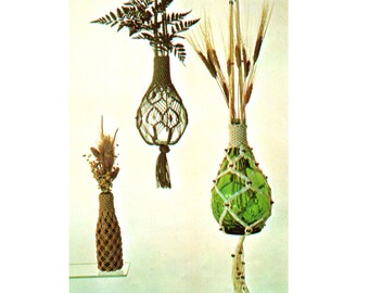 Hanging Bottles Macrame Pattern Vintage Bottle Holder Macrame Pattern PDF Instant Download