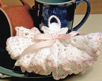 Schema all'uncinetto per strofinaccio Angel Scrubbie, schema all'uncinetto per ornamento natalizio Angel With Wings in PDF, download immediato