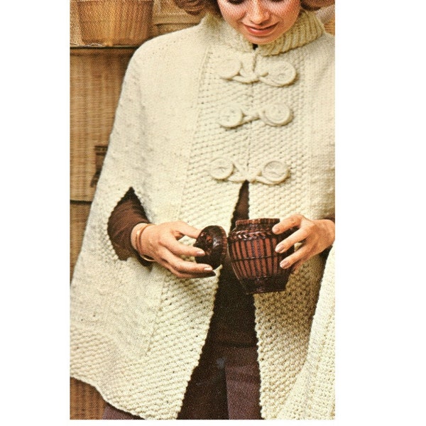 Loopy Cape Poncho Knitting Pattern Long Poncho Cape Knitting Pattern Sizes 8 - 20  PDF Instant Download