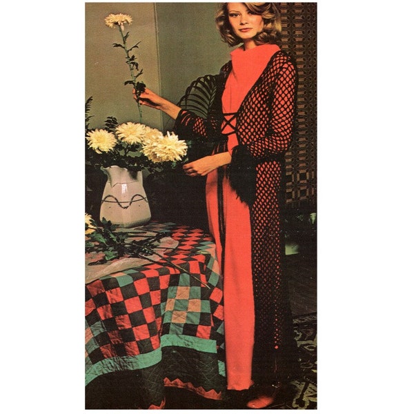 1970s Maxi Sweater Crochet Pattern 1960s Long Duster Crochet Pattern PDF Instant Download