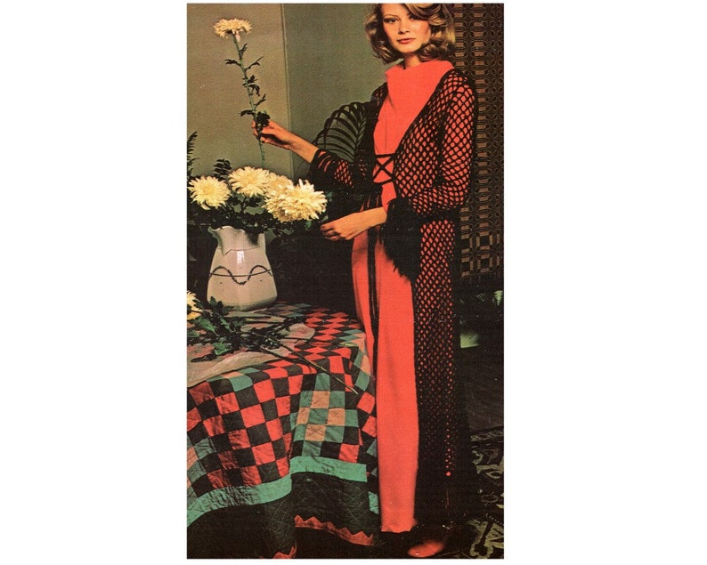 1970s Maxi Sweater Crochet Pattern 1960s Maxi Sweater Jacket Crochet Pattern PDF Instant Download