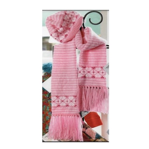 Fair Isle Hat and Scarf Knitting Pattern  Nordic Scarf and Hat Knitting Pattern PDF Instant Download