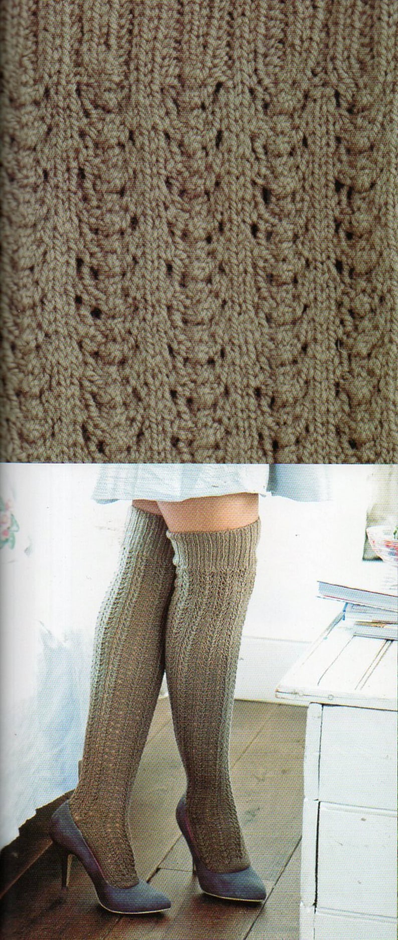 Thigh High Stockings Socks Knitting Pattern Womens Over The Etsy