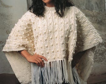 Bobble Cable Poncho Crochet Pattern  Capelet Cape Crochet Pattern PDF Instant Download