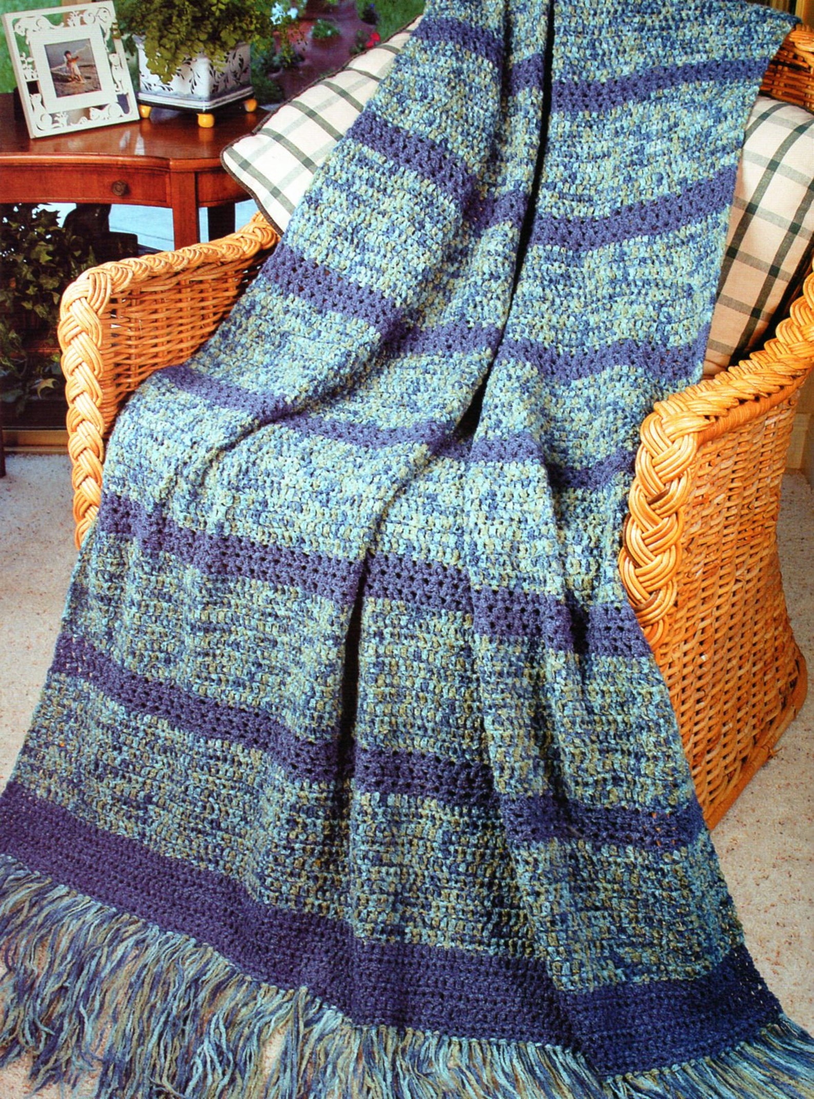 Stripe Fringe Afghan Crochet Pattern Rows of Stripes Afghan Etsy