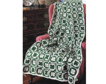 Irish Shamrock Afghan Crochet Pattern Four Leaf Clover Afghan Crochet Pattern PDF Instant Download