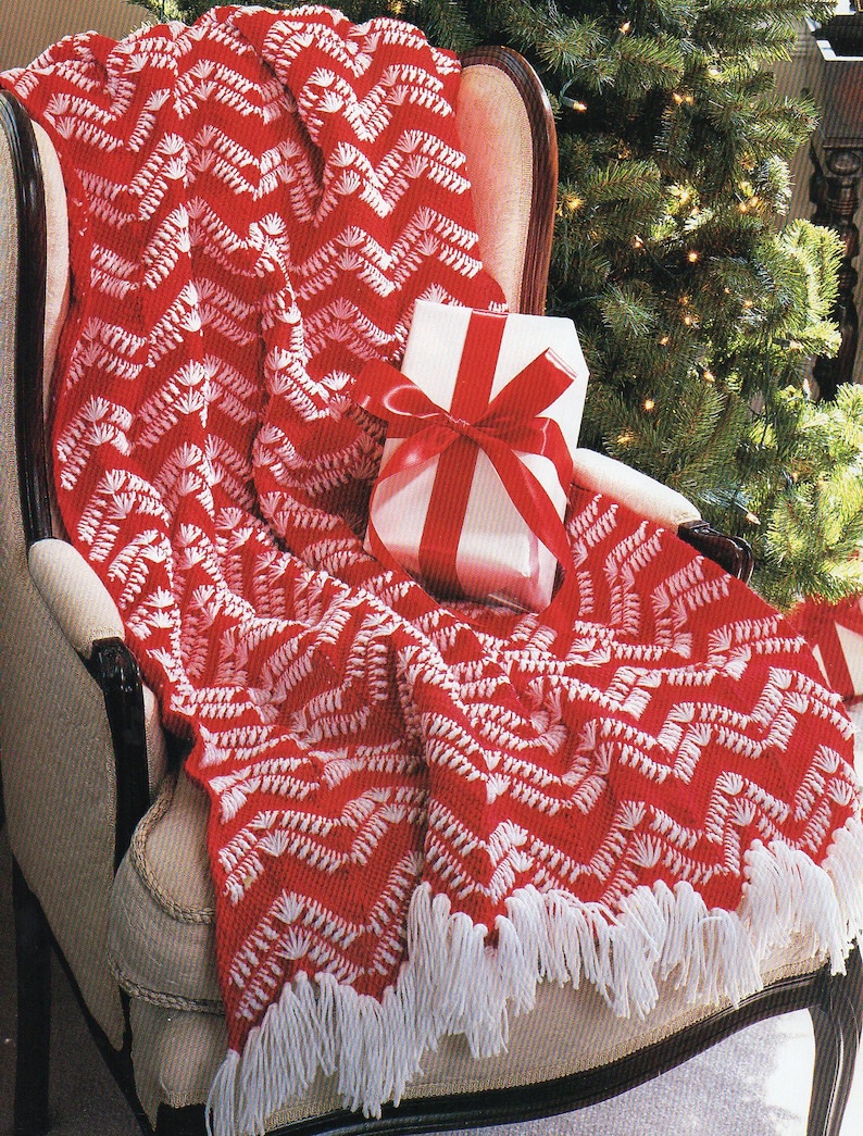 Peppermint Stick Afghan Crochet Pattern Christmas Afghan Crochet Pattern PDF Instant Download image 1