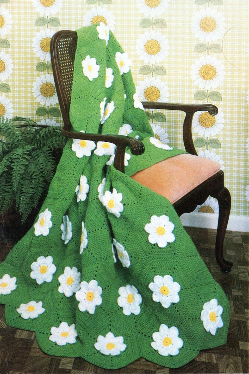 Daisy Flower Afghan Crochet Pattern Daisy Motif Afghan Blanket Crochet Pattern PDF Instant