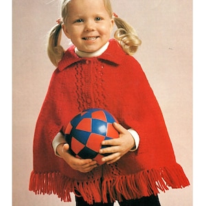 Child Cape Poncho Knitting Pattern Cape Poncho Shawl Fringe Knitting Pattern PDF Instant Download