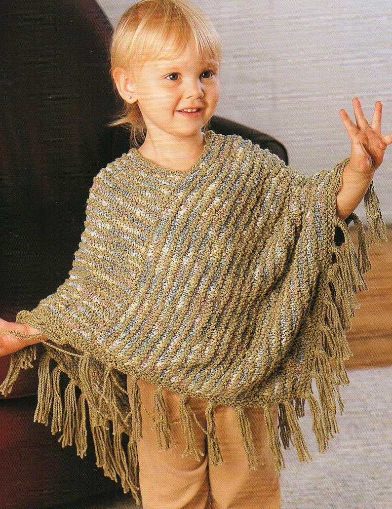 Childs Poncho Cape Knitting Pattern Infant Toddler Poncho Cape Etsy