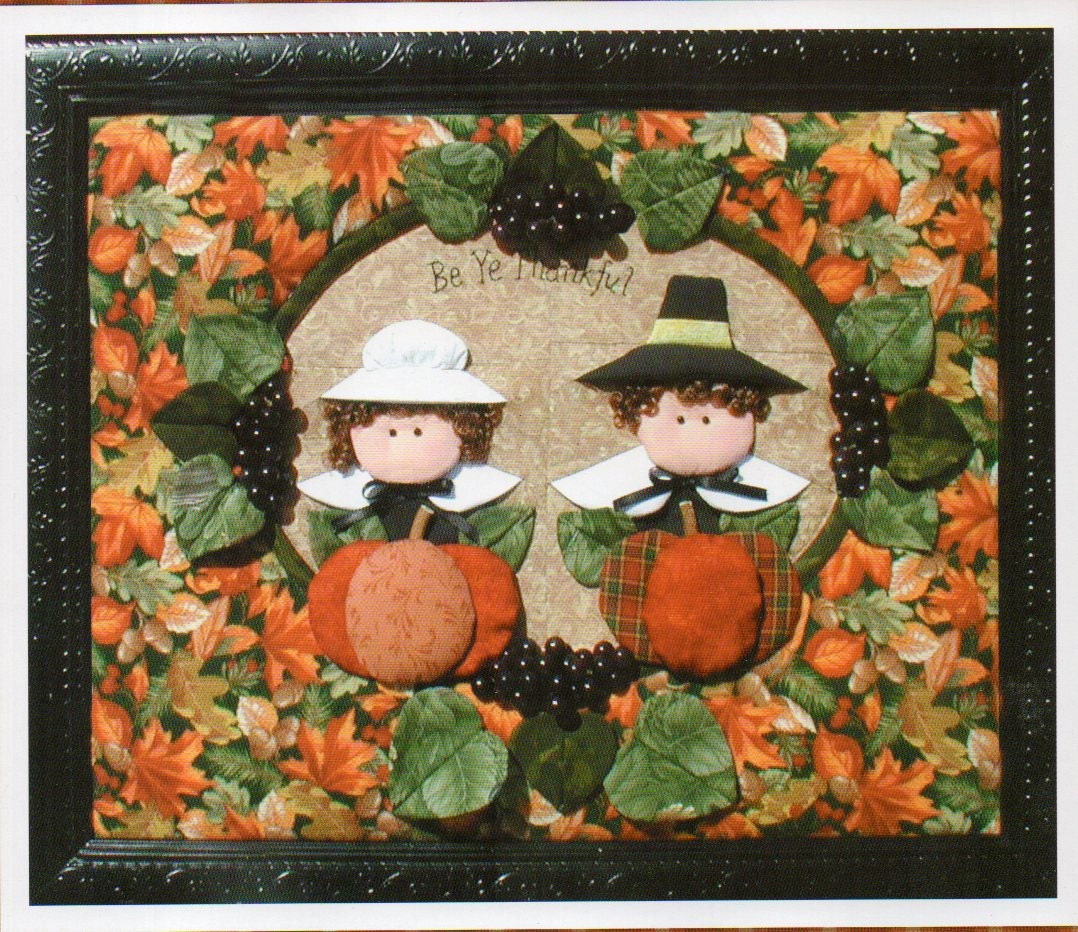 Thanksgiving Wall Hanging Quilting Pattern, Pumpkin Pilgrim Dimensional