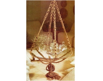 Vintage Macrame Hanging Table Pattern Table With Glass and Beads Macrame Pattern 8 Feet Tall PDF Instant Download