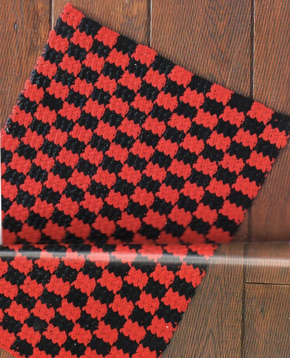 Checkerboard Rug and Blanket Crochet Pattern Plaid Rug and Blanket Blanket Crochet Patterns PDF Instant Download
