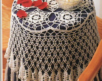 Patrón de crochet para mantel con flecos de los años 70. Patrón de crochet para mantel con flores. Descarga instantánea en PDF.