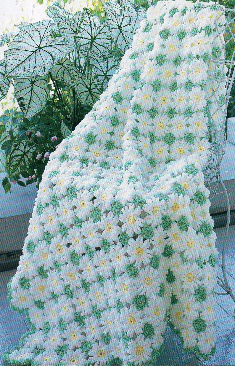 Daisy Flower Afghan Crochet Pattern Daisies Afghan Crochet Etsy
