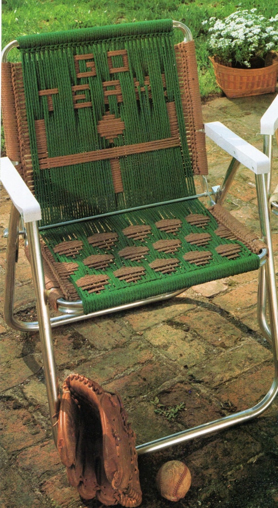 Soccer Macrame Lawn Chair Folding Chair Macrame Pattern 1970s Etsy