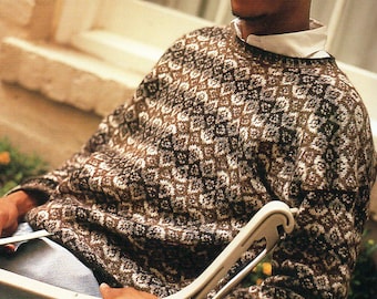 Fair Isle Herren Pullover Pullover Strickmuster isländischer Pullover Strickmuster PDF Sofort-Download