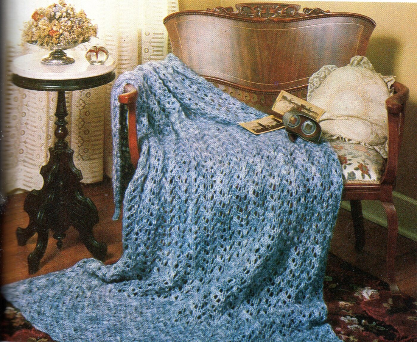 Victorian Lace Afghan Knitting Pattern Open Weave Afghan Knitting