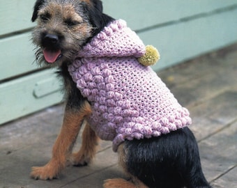 Bobble Dog Sweater Coat Crochet Pattern Dog Sweater Coat with Hood Crochet Pattern PDF Instant Download