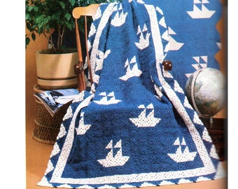 Boats Afghan Crochet Pattern Nautical Boat Afghan Crochet Pattern PDF Instant Download