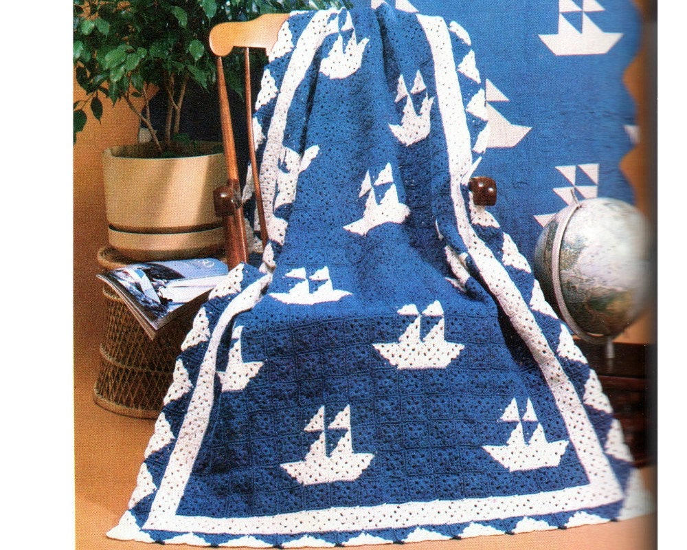 Boats Afghan Crochet Pattern Nautical Boat Afghan Crochet Etsy