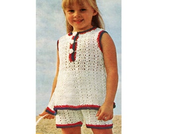 Tweedelige shorts en topset haakpatroon meisjesshorts en top haakpatroon peuterkindoutfit PDF direct downloaden