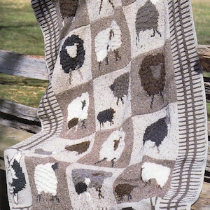 Farm Animals Afghan Knitting Pattern Lamb Sheep Fox Afghan Blanket Knitting Pattern PDF Instant Download