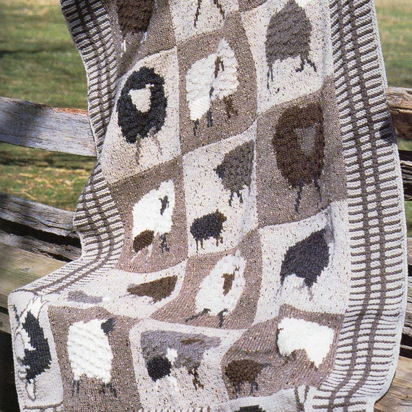 Farm Animals Afghan Knitting Pattern Lamb Sheep Fox Afghan Blanket Knitting Pattern PDF Instant Download