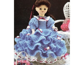 Bett Puppe Rüschen Kleid Häkelanleitung Kissen Puppenkleid Outfit Häkelanleitung PDF Instant Download