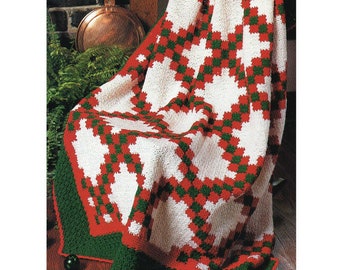 Modello ondulato all'uncinetto afgano ondulato Modello natalizio all'uncinetto afgano PDF Download istantaneo