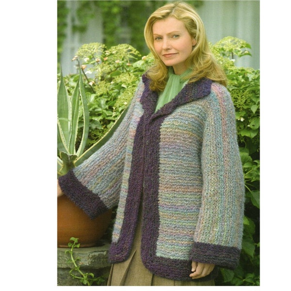 Bell Sleeve Sweater Jacket Knitting Pattern Cardigan Sweater Jacket Sizes S M L 1X 2X 3X PDF Instant Download