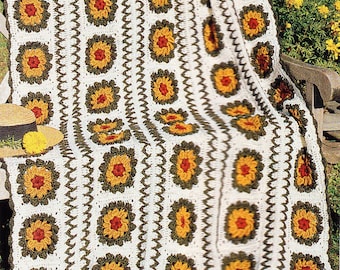Sunflower Blanket Crochet Pattern Sunflowers Motif Blanket Blanket Crochet Pattern PDF Instant Download