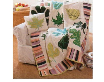 Autumn Leaves Afghan Knitting Pattern  Fall Leaf Afghan Knitting Pattern PDF Instant Download