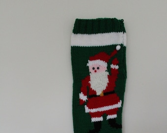 Hand Knitted Christmas Stocking Personalized- Waving Santa