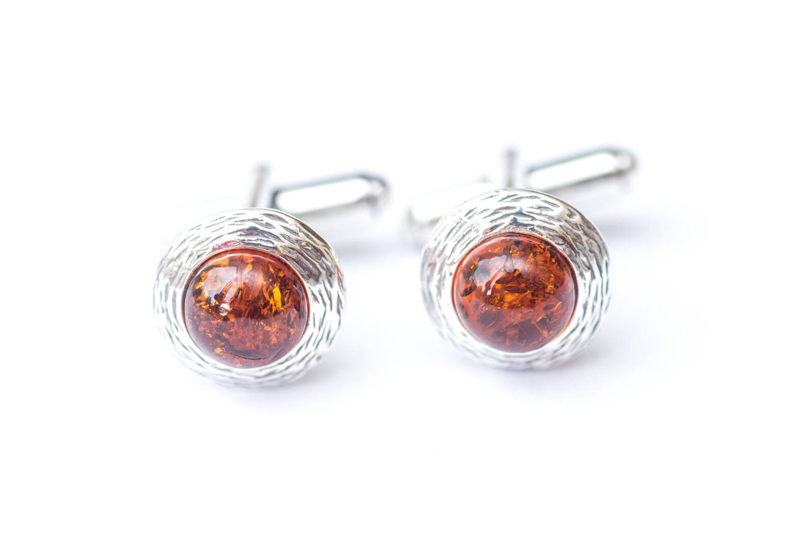 Round Amber and Silver Cufflinks Round Stone Cufflinks - Etsy UK