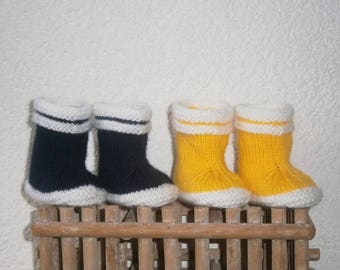 Slippers rain boots Baby or reborn knitted hands seamless