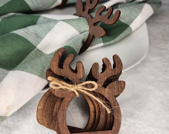 Reindeer Napkin Ring Set - Holiday Dining Decor