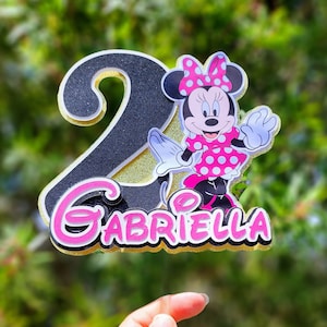 Mouse Birthday Cake Topper, Personalized | Pink or Red