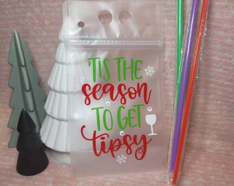 Customizable Christmas Drink Pouch | Eco-Friendly and Reusable