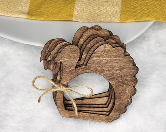 Thanksgiving Turkey Napkin Ring Set - Fall Dining Decor