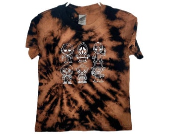 Kids Horror movie characters T-shirt,  100% cotton, bleach tie-dye