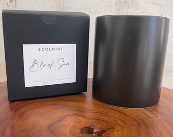 Black Sea Candle | HandPoured | Ceramic Tumbler Candle | Charcoal Candle | Soy Candle