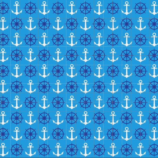Anchor and Wheel Digital Background Pattern - Nautical - JPG - Cricut - Sublimation pattern Seamless - JPG
